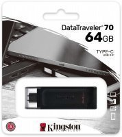 картинка Флэш-накопитель 064GB Kingston DataTraveler DT70 {64Gb, USB-C, 3.2 Gen 1, Black} от магазина Wizard Co.