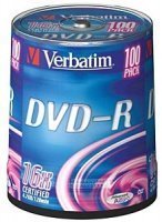 картинка Диск DVD-R Verbatim 4.7Gb 16-х, 100 шт, Cake Box от магазина Wizard Co.