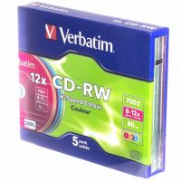 картинка Диск Verbatim CD-RW 8-12x 700Mb 80min (Slim Case, 5 шт.) от магазина Wizard Co.